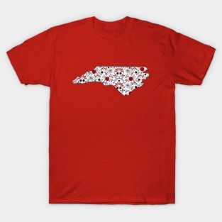 Red North Carolina State Outline T-Shirt